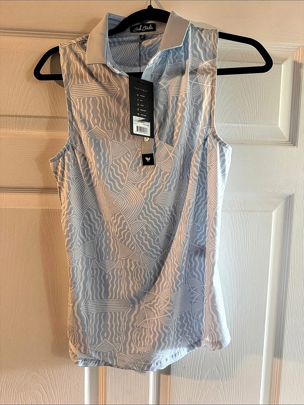 Bad Birdie Abstract Sleeveless Top in Blue & White Size Small NWT